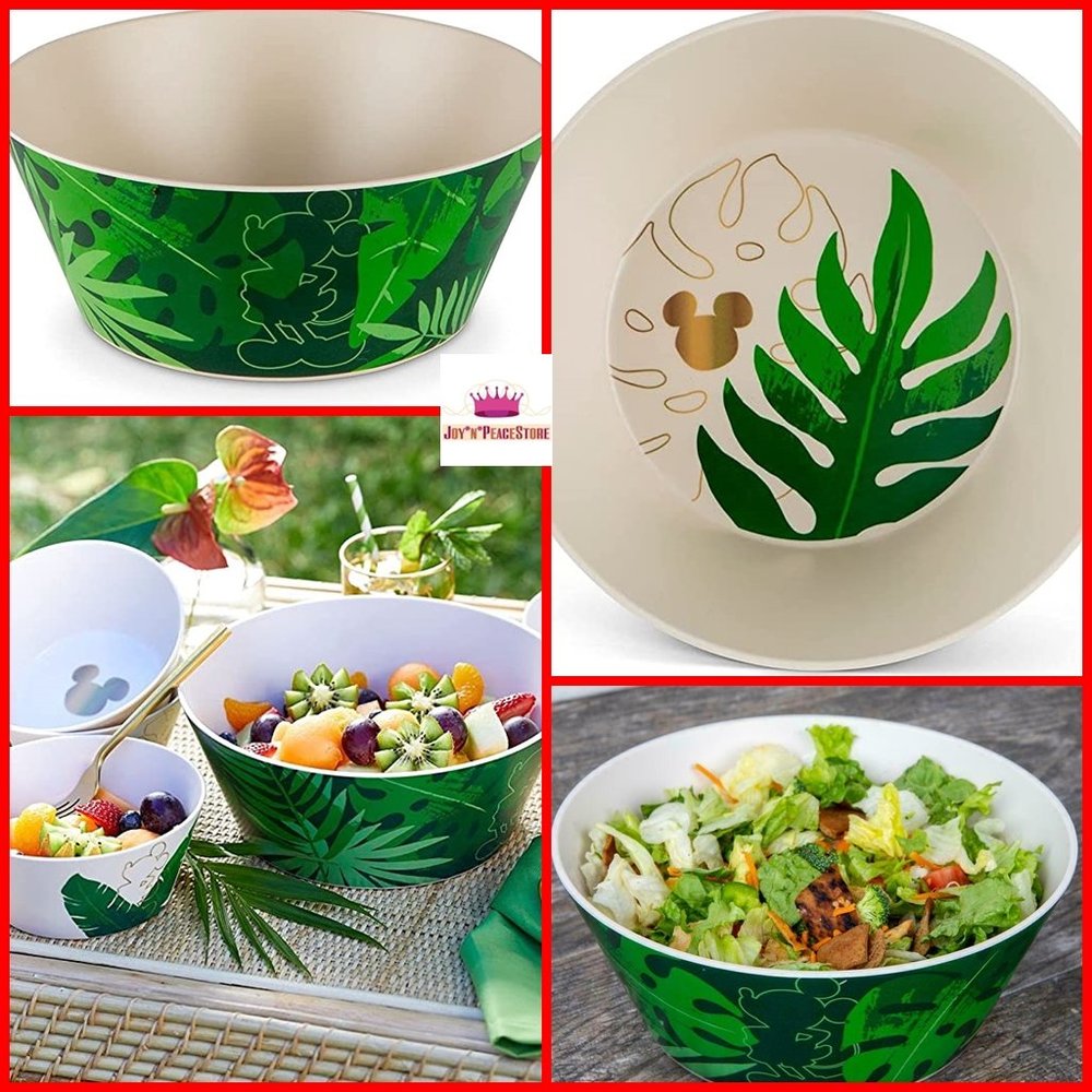 Disney Mickey Mouse icon Tropical Palm Leaf Salad Hawaiian Party Serving Bowl